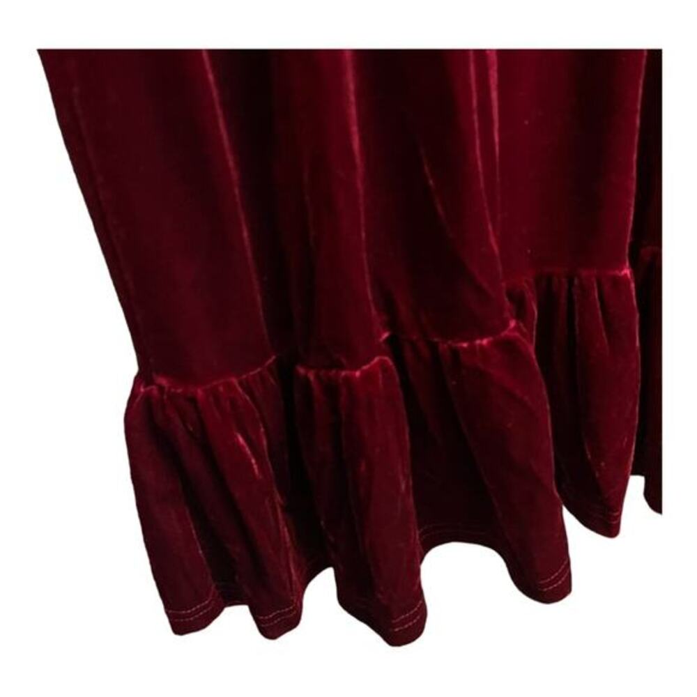 Halara Deep V-Neck Ruffled Hem Velvet Mini Chill Party Dress‎ in Sangria S NWT - Picture 9 of 10